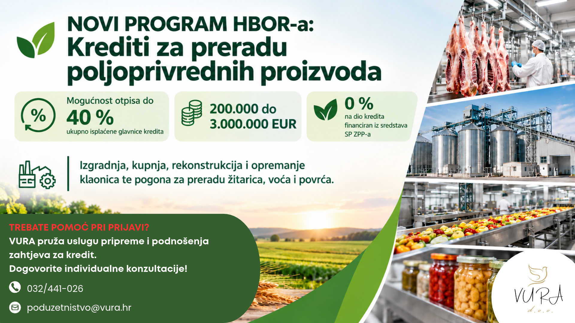 NOVI PROGRAM HBOR-a: Krediti za preradu poljoprivrednih proizvoda